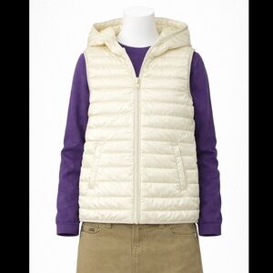 Kids Cream Hooded Puffer Vest